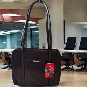 Brown Laptop/Organizer Bag with Sturdy Fabric (vinyl) and Shoulder Handle